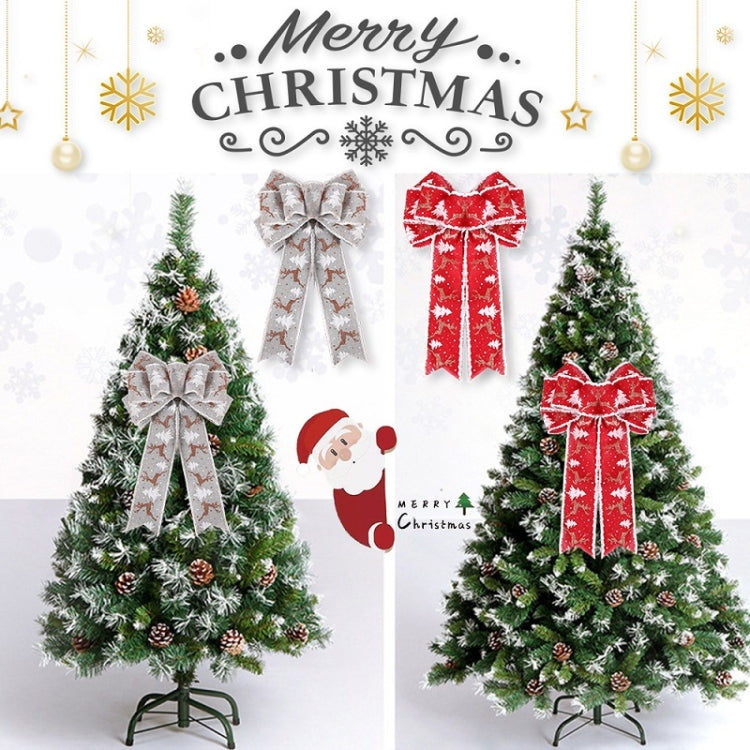 Fine Linen Plaid Christmas Bow Festive Scene Decoration(Gray Plaid)