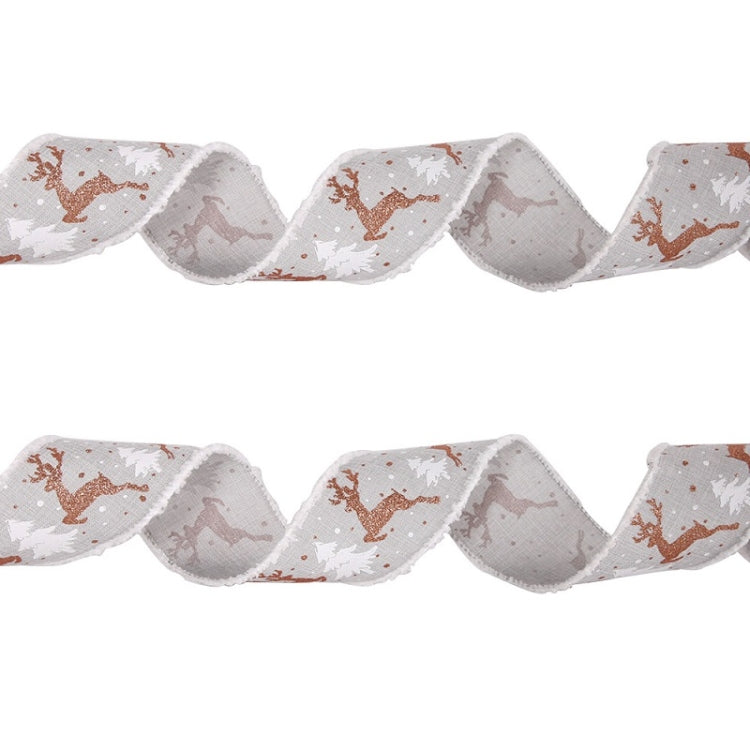 Christmas Imitation Hemp Ribbon Decoration With Wire, Length: 4M Gray White Edge