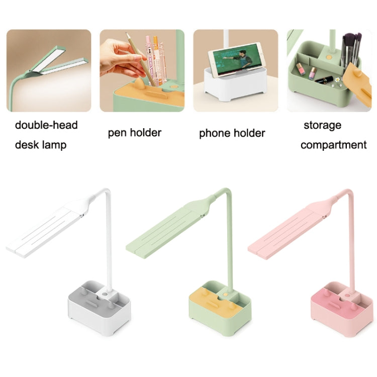 TD6 Student Mobile Phone Holder Pen Holder Eye Protection USB Desk Lamp(Green)