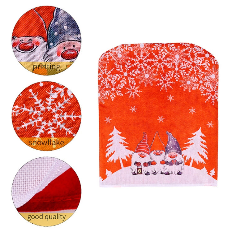 Christmas Cartoon Forest Snowflake Chairs Cover Decorative Supplies(Red)