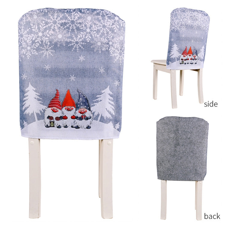Christmas Cartoon Forest Snowflake Chairs Cover Decorative Supplies(Gray)