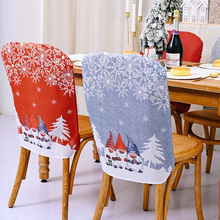 Christmas Cartoon Forest Snowflake Chairs Cover Decorative Supplies(Red)