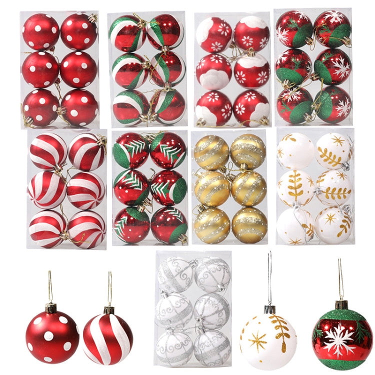 6pcs/pack 6cm Painted Christmas Ball Decoration Props(White Golden Branches)