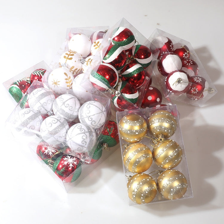 6pcs/pack 6cm Painted Christmas Ball Decoration Props(Petal Snowflake)