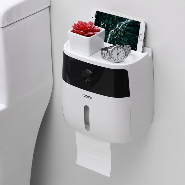 ECOCO E1804 Toilet Multifunctional Double-layers Tissue Rack(White+Black)