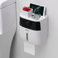 ECOCO E1804 Toilet Multifunctional Double-layers Tissue Rack(White+Black)