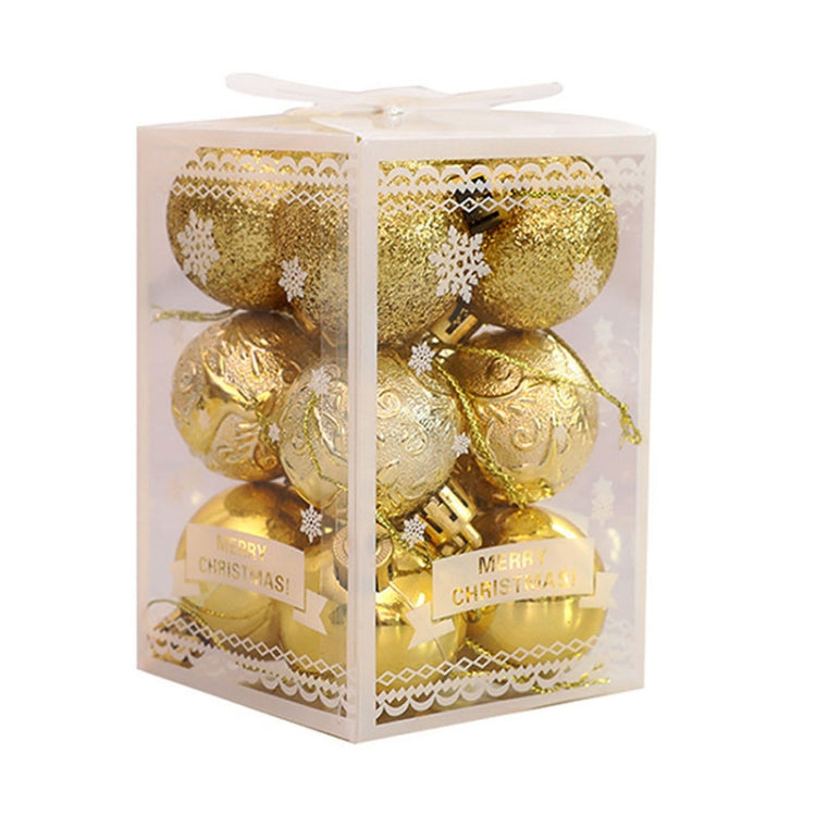 12pcs/pack 4cm Christmas Ball Special Shape + Glitter + Bright Set(Gold)