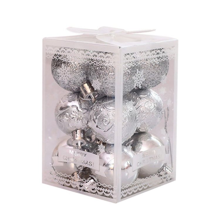 12pcs/pack 4cm Christmas Ball Special Shape + Glitter + Bright Set(Silver)