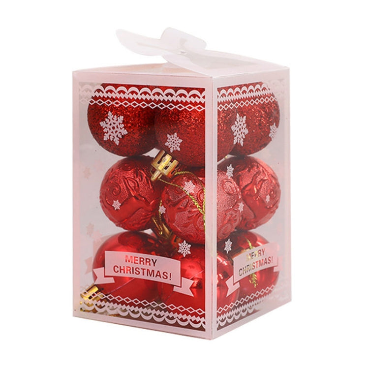 12pcs/pack 4cm Christmas Ball Special Shape + Glitter + Bright Set(Red)