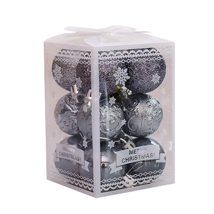 12pcs/pack 4cm Christmas Ball Special Shape + Glitter + Bright Set(Grey)