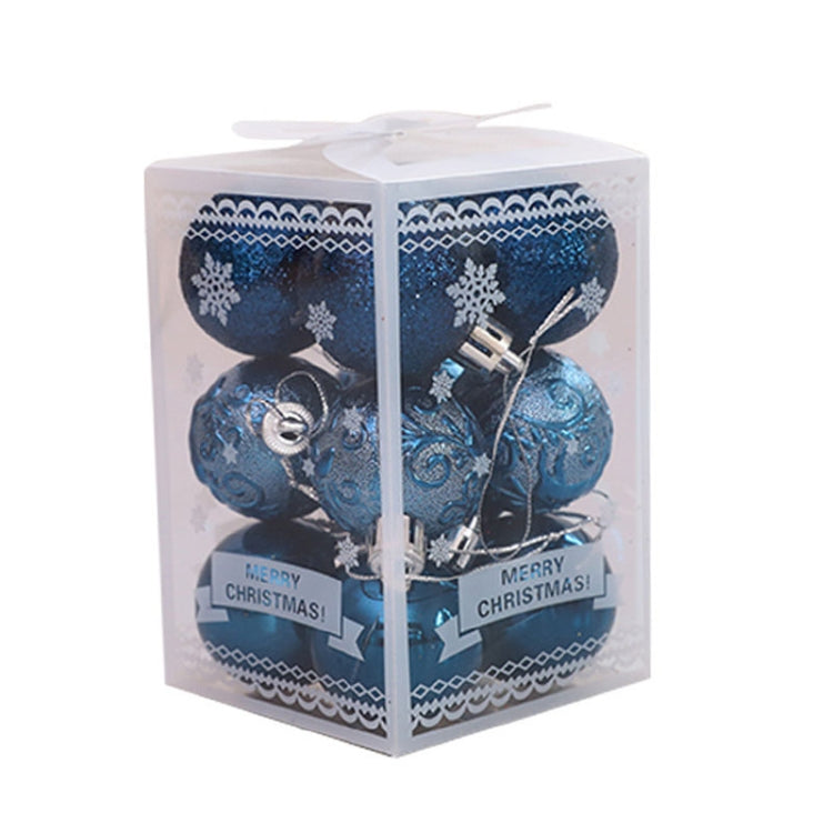 12pcs/pack 4cm Christmas Ball Special Shape + Glitter + Bright Set(Late Night Blue)