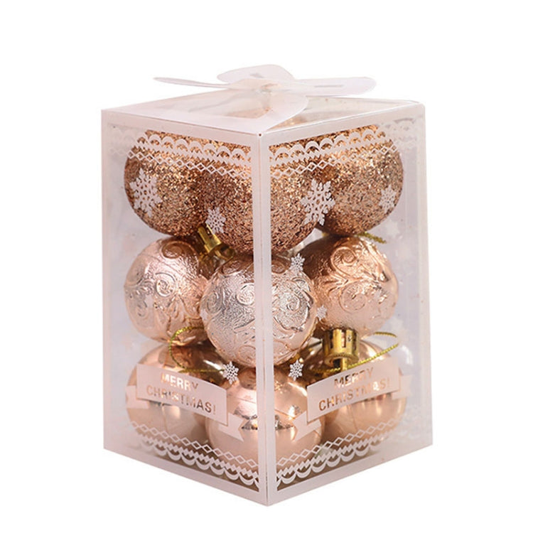 12pcs/pack 4cm Christmas Ball Special Shape + Glitter + Bright Set(Champagne)