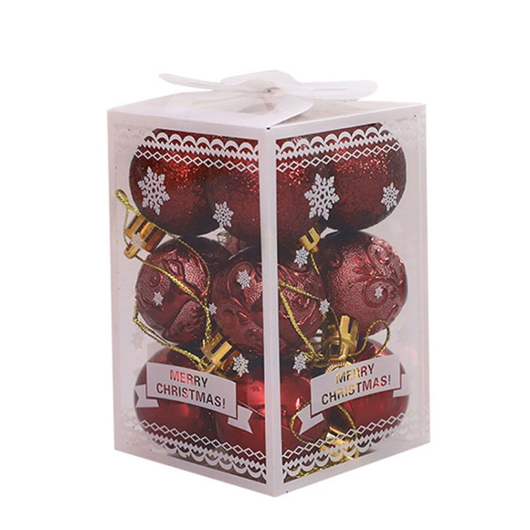 12pcs/pack 4cm Christmas Ball Special Shape + Glitter + Bright Set(Wine Red)