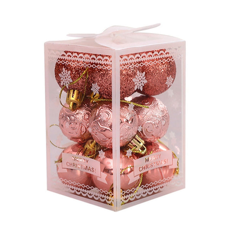 12pcs/pack 4cm Christmas Ball Special Shape + Glitter + Bright Set(Rose Gold)