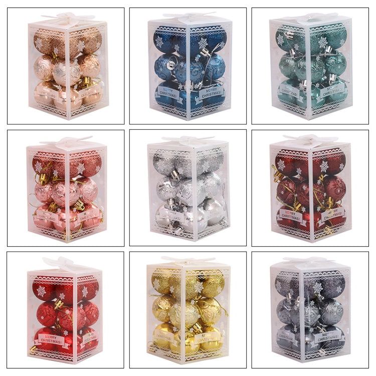 12pcs/pack 4cm Christmas Ball Special Shape + Glitter + Bright Set(Late Night Blue)
