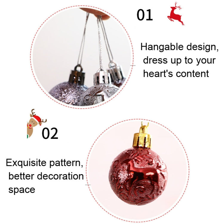 12pcs/pack 4cm Christmas Ball Special Shape + Glitter + Bright Set(Red)