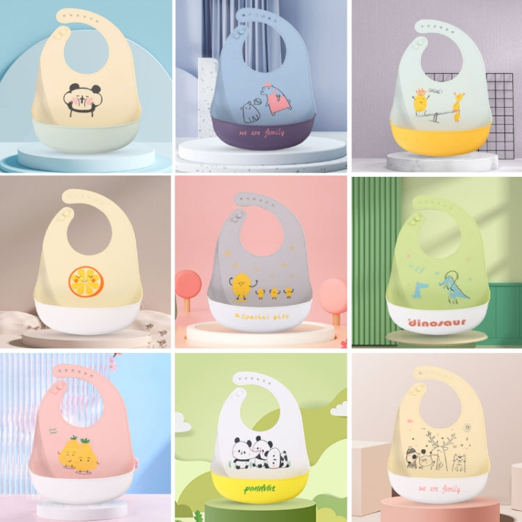 Baby Oil Spray Waterproof Silicone Bib Ultra-thin Saliva Towel, Pattern: Lemon Singer