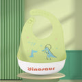 Baby Oil Spray Waterproof Silicone Bib Ultra-thin Saliva Towel, Pattern: Dinosaurs Athlete