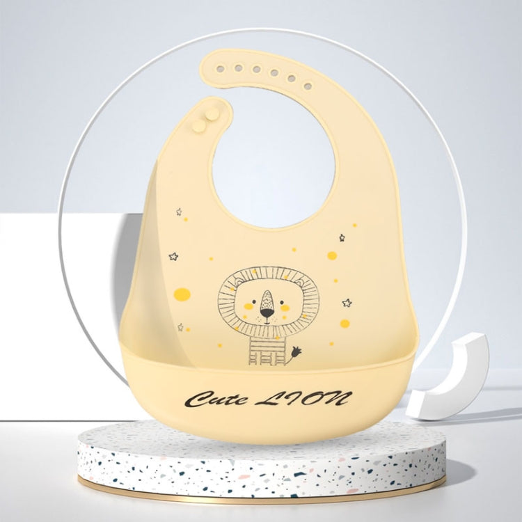 Baby Oil Spray Waterproof Silicone Bib Ultra-thin Saliva Towel, Pattern: Lion Dot 2