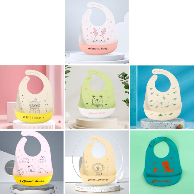 Baby Oil Spray Waterproof Silicone Bib Ultra-thin Saliva Towel, Pattern: Dinosaur World