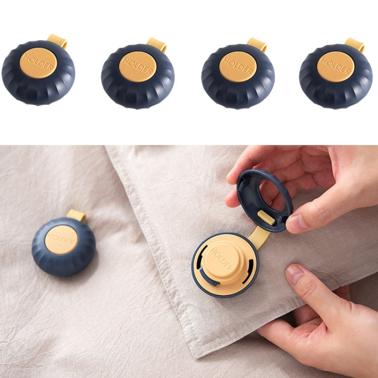 4PCS Quilt Retainer Quilt Anti-Run Fixation Anti-Slip Buckle Traceless Retainer(Midnight Blue)