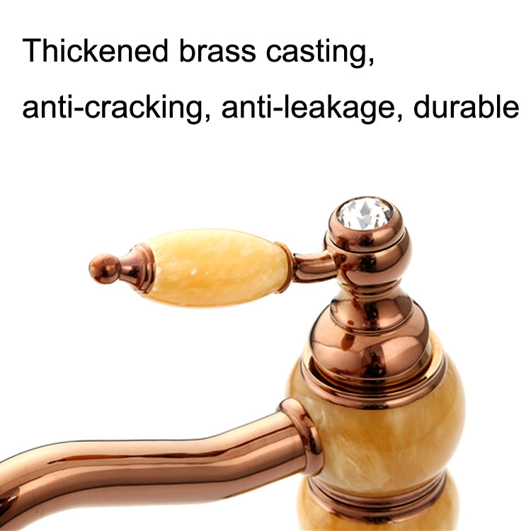 Gold-plated Copper 360-degree Rotating Basin Hot and Cold Water Faucet, Color: Sapphire Zirconium Rose Gold