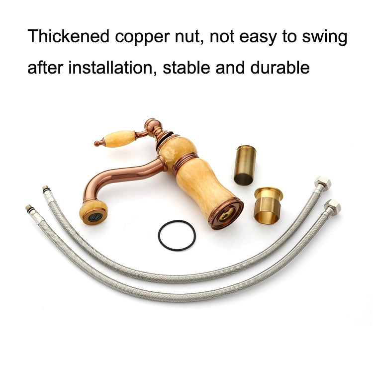 Gold-plated Copper 360-degree Rotating Basin Hot and Cold Water Faucet, Color: Sapphire Zirconium Rose Gold