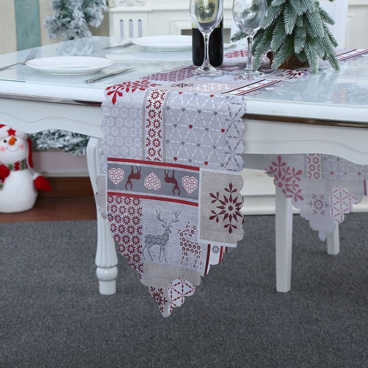Christmas Decoration Print Table Flag Restaurant Family Party Tablecloth(Gray)