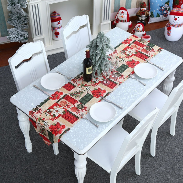 Christmas Decoration Print Table Flag Restaurant Family Party Tablecloth(Gray)