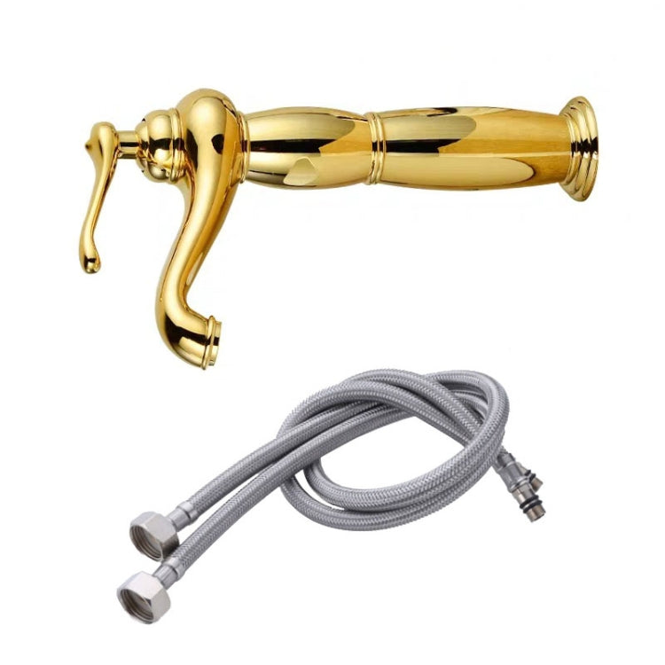 Hot And Cold Mixed Water Basin Imitation Water Faucet, Style: High Model+Water Inlet Pipe
