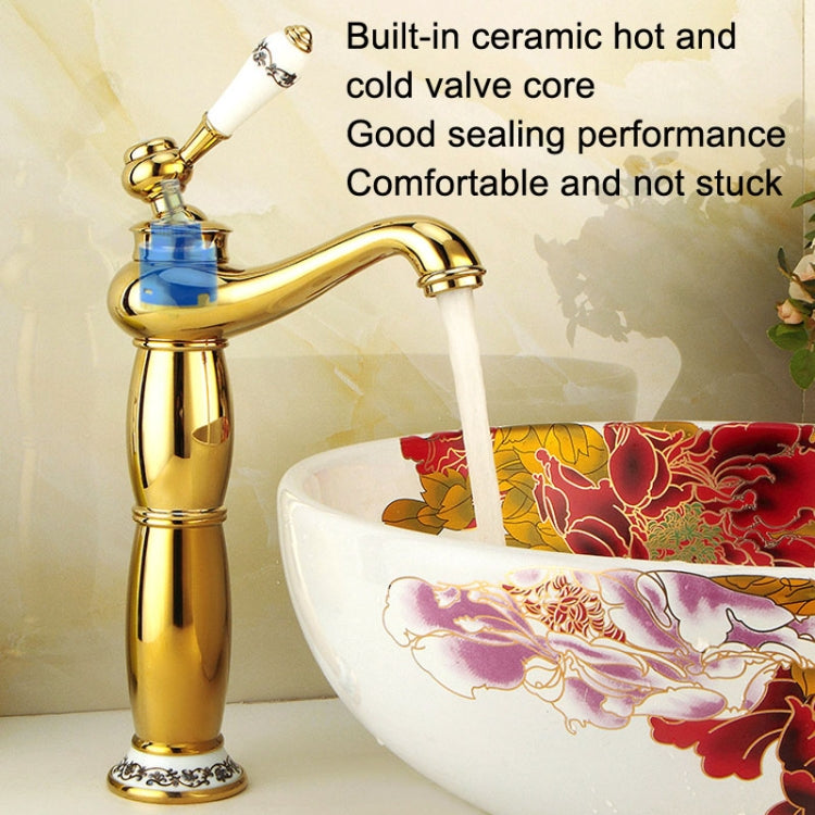 Antique Hot and Cold Bathroom Washbasin Faucet, Style: Short Model+Water Inlet Pipe
