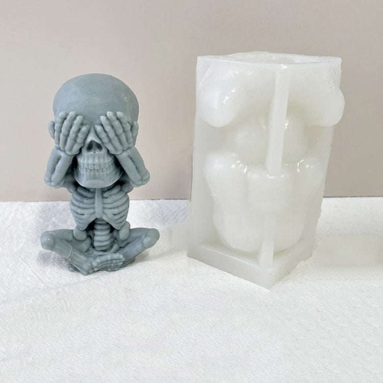 Skull Candle Silicone Mould Aromatherapy Ornament Mould(Skeleton Covering Eyes)