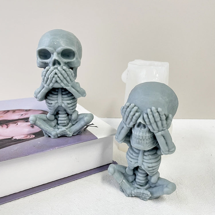 Skull Candle Silicone Mould Aromatherapy Ornament Mould(Skeleton Covering Mouth)