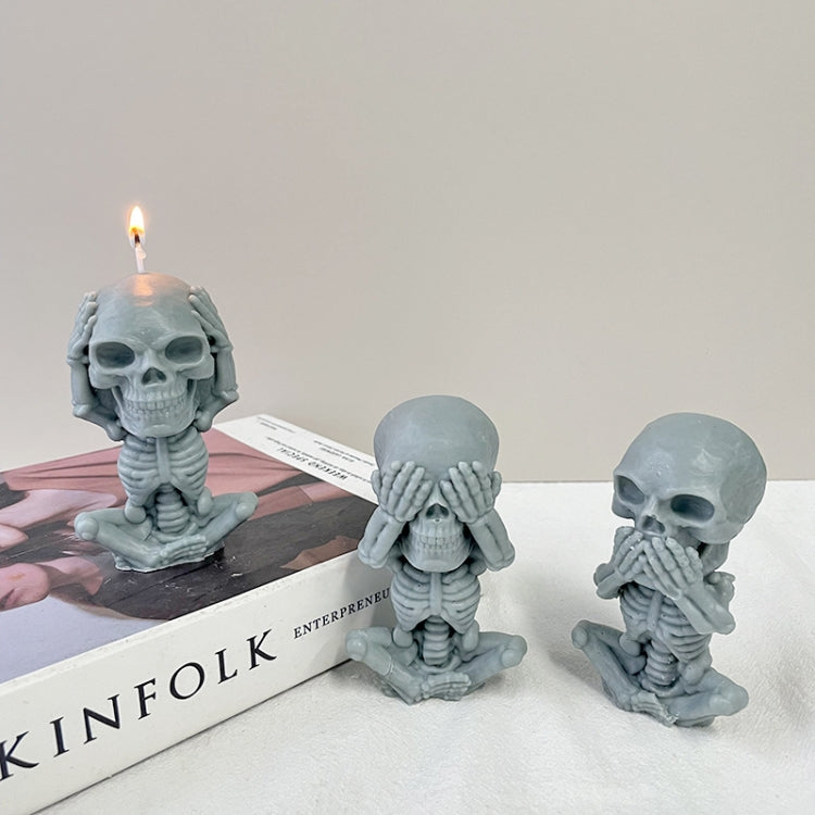 Skull Candle Silicone Mould Aromatherapy Ornament Mould(Skeleton Covering Ears)