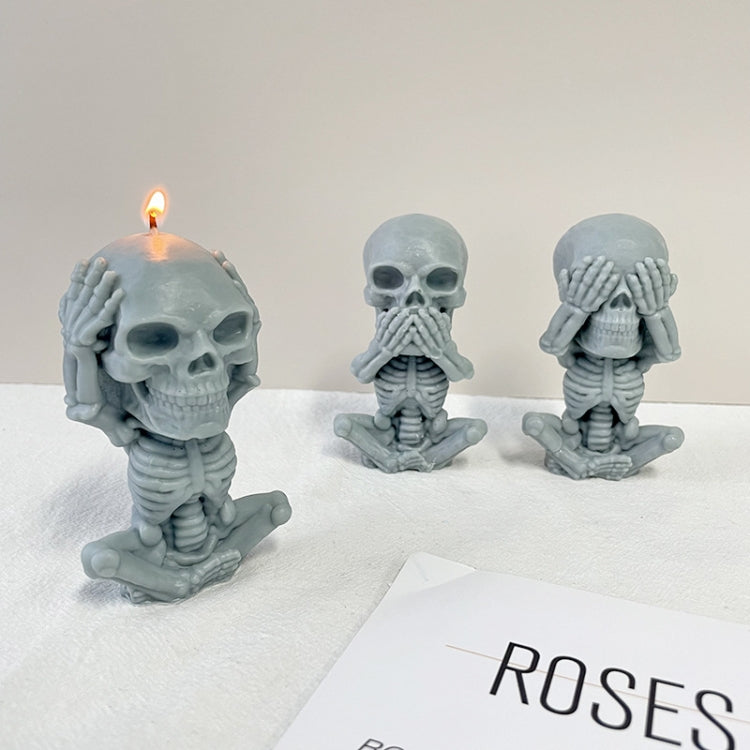 Skull Candle Silicone Mould Aromatherapy Ornament Mould(Skeleton Covering Ears)