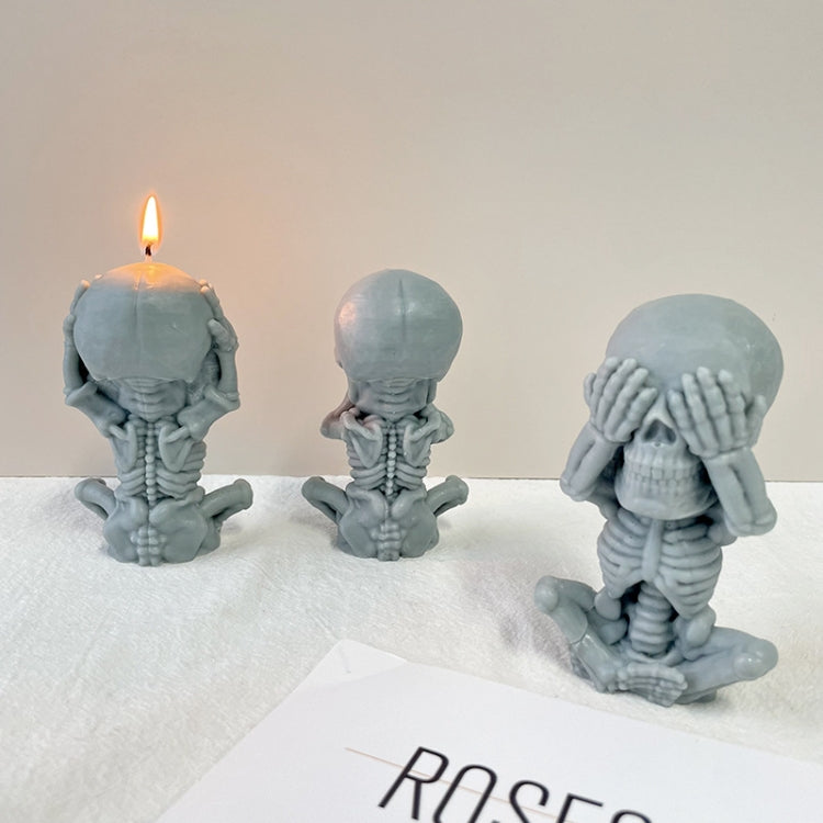 Skull Candle Silicone Mould Aromatherapy Ornament Mould(Skeleton Covering Ears)