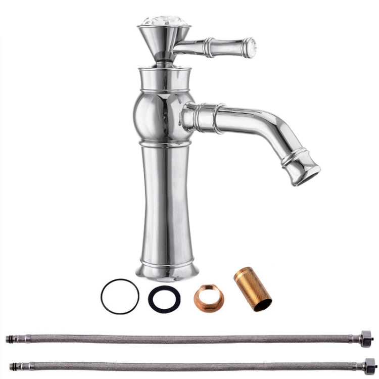 All Bronze Bathroom Basin Hot And Cold Water Faucet, Style: Electroplated Short Model+Water Inlet Pipe