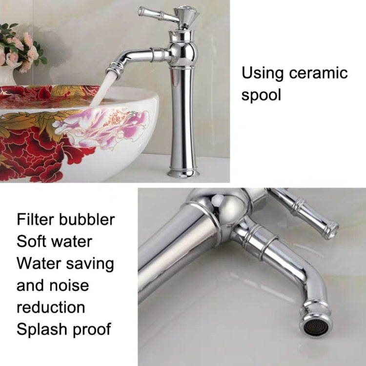 All Bronze Bathroom Basin Hot And Cold Water Faucet, Style: Electroplated Short Model+Water Inlet Pipe