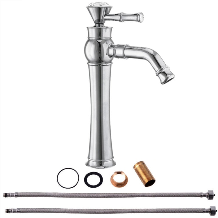 All Bronze Bathroom Basin Hot And Cold Water Faucet, Style: Electroplated High Model+Water Inlet Pipe