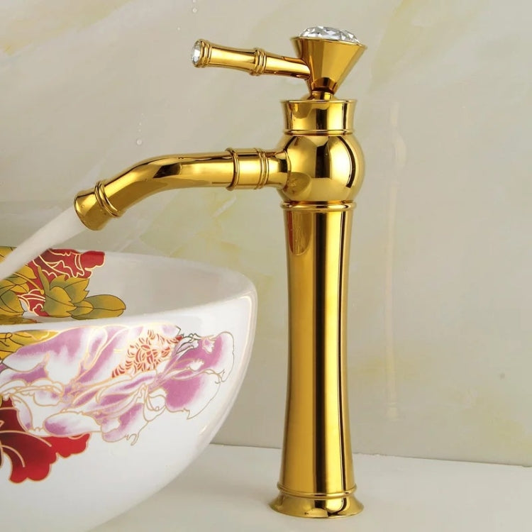 All Bronze Bathroom Basin Hot And Cold Water Faucet, Style: Gold High Model+Water Inlet Pipe