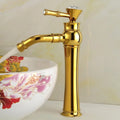All Bronze Bathroom Basin Hot And Cold Water Faucet, Style: Gold High Model+Water Inlet Pipe