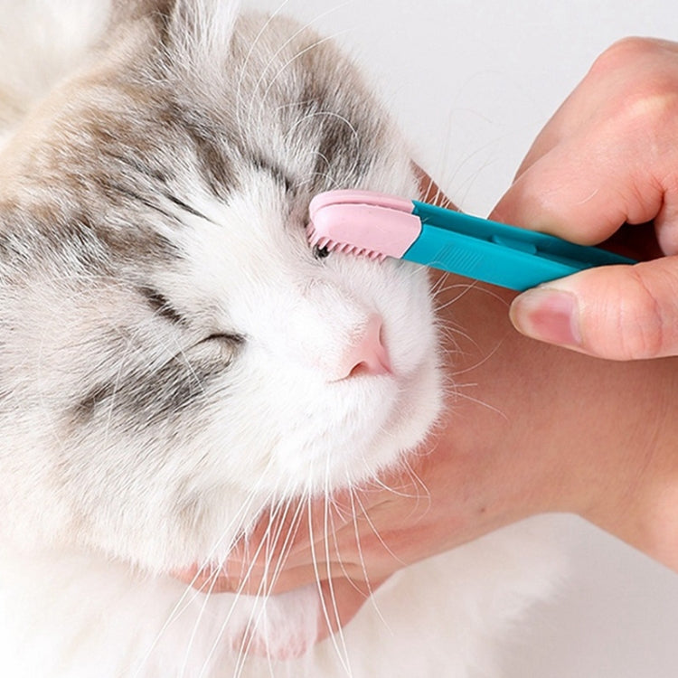 Cat Eye Brush Pet Eye Cleaner Cat Hair Knot Brush(Blue Pink)