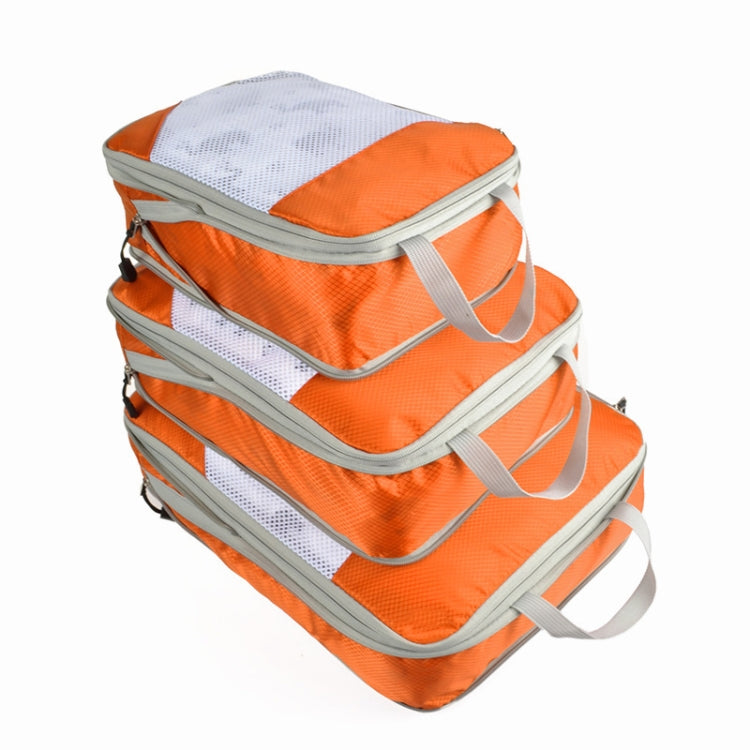 3 PCS/Set Travel Waterproof Compression Clothes Storage Bag(Orange With Net)
