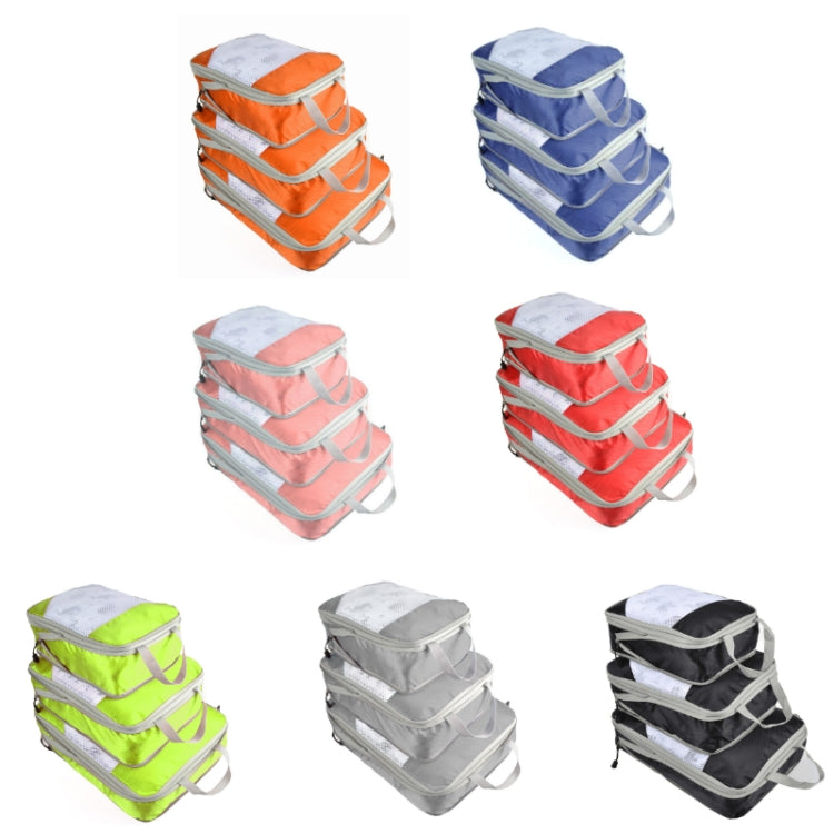 3 PCS/Set Travel Waterproof Compression Clothes Storage Bag(Orange With Net)