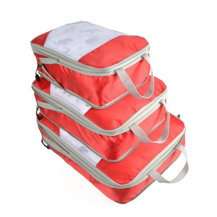 3 PCS/Set Travel Waterproof Compression Clothes Storage Bag(Red With Net)