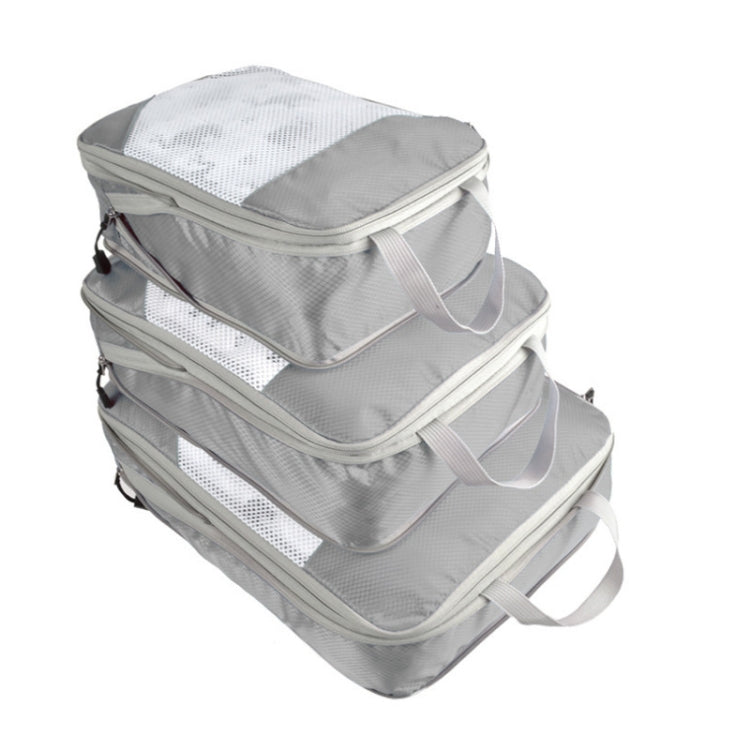 3 PCS/Set Travel Waterproof Compression Clothes Storage Bag(Gray With Net)