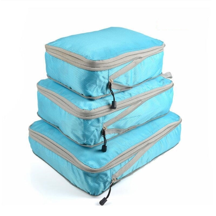 3 PCS/Set Travel Waterproof Compression Clothes Storage Bag(Blue Without Net)