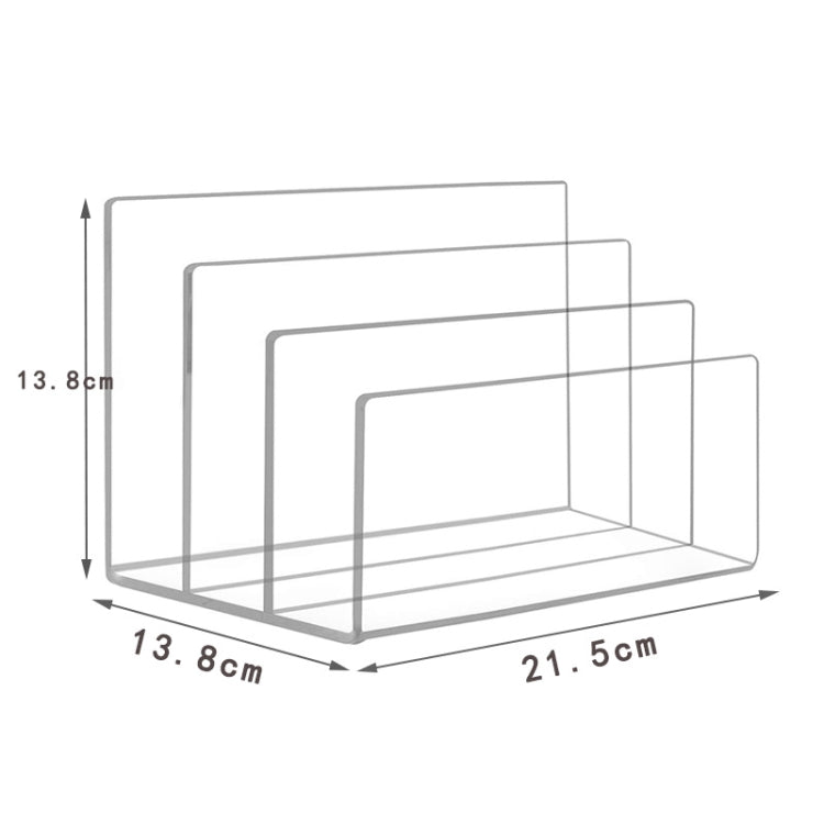3 Grid Acrylic File Rack Transparent Storage Rack Book Display Rack