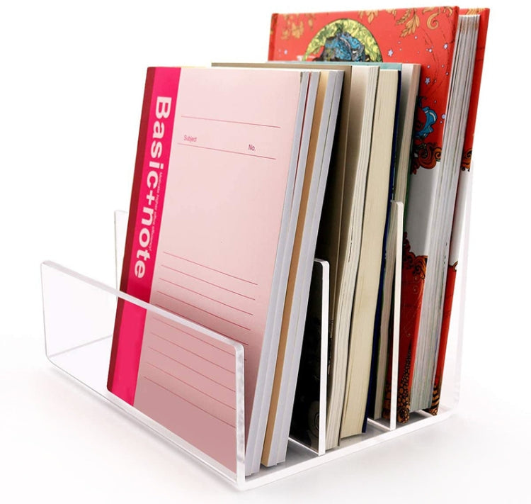 3 Grid Acrylic File Rack Transparent Storage Rack Book Display Rack