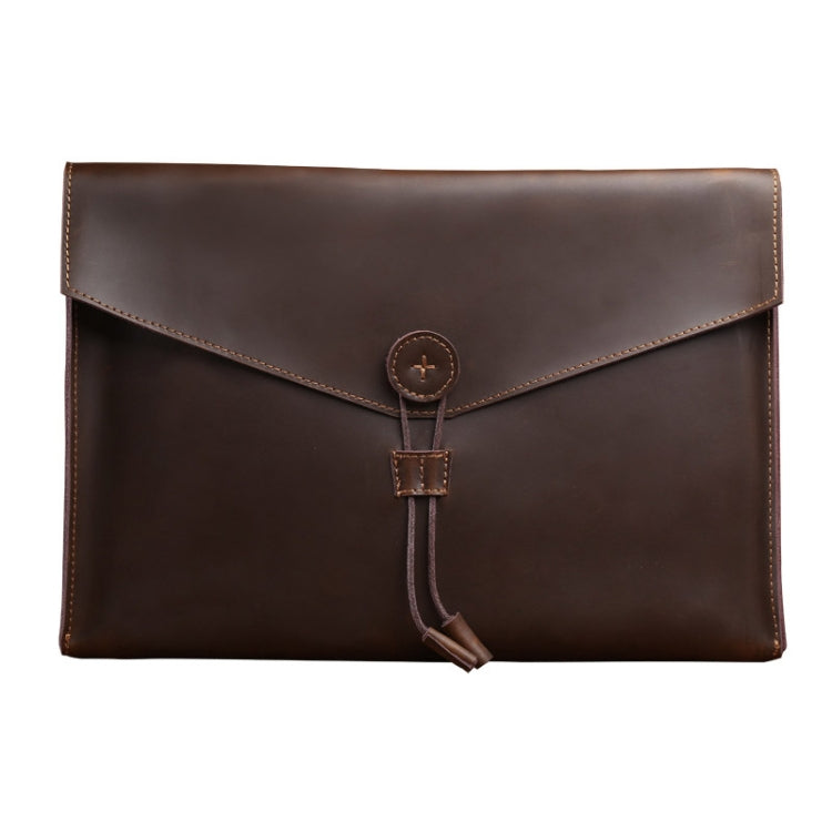 S121 Leather Wear-resistant Business Briefcase, Color: Coffee